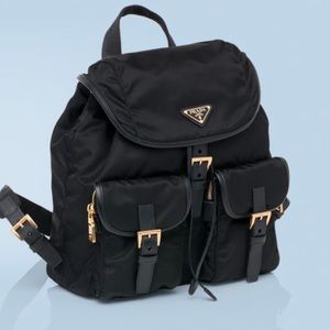 PRADA Backpack Nylon Black Gold